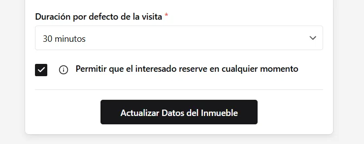 opcion de reserva a cualquier hora